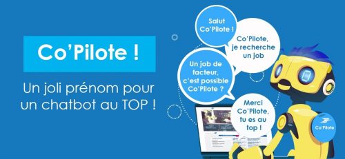 Un robot portant la mention co-pilote, conçu pour que La Poste puisse naviguer en toute sécurité et dispenser des formations au numérique.