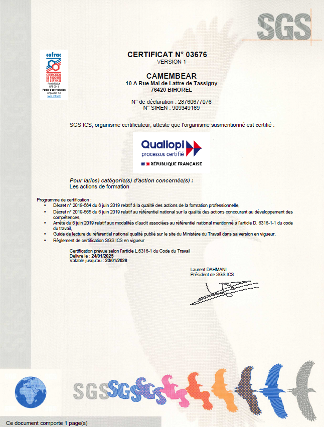 Attetsation Mon Pole Formation certifié Qualiopi