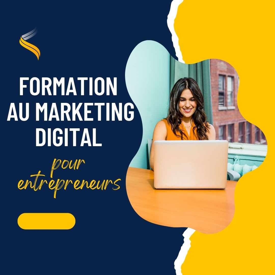 entrepreneur suivant une formation en marketing digital sur ordinateur portable