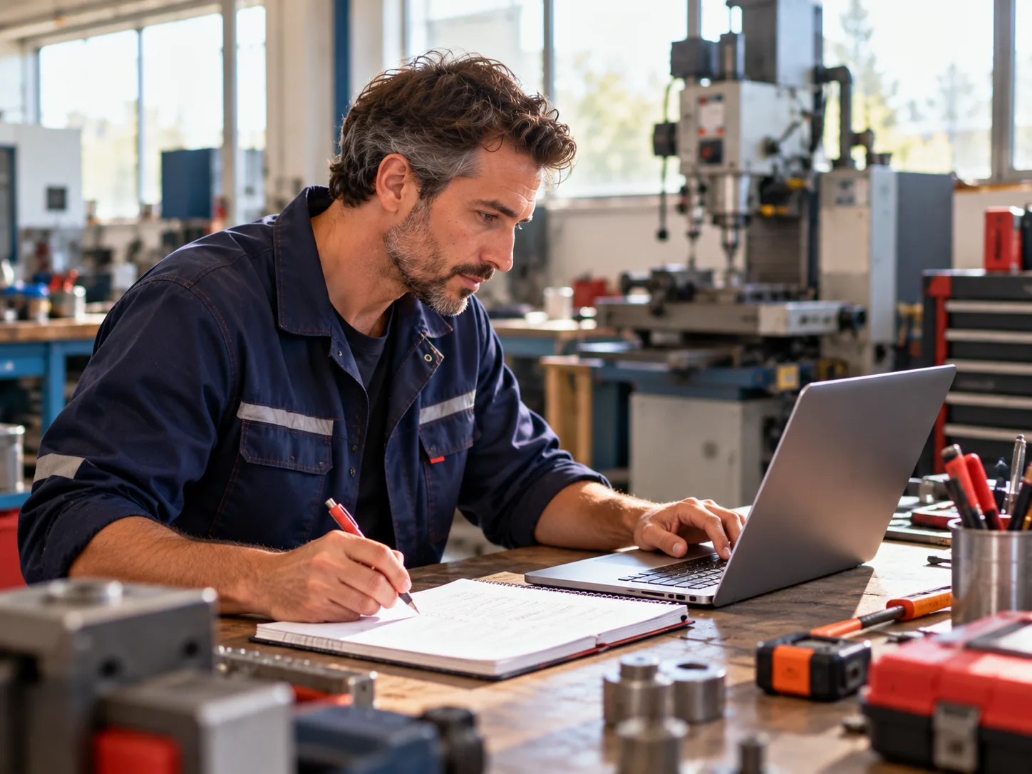 Technicien rédigeant une procédure claire pendant une formation écrits professionnels sur les écrits techniques