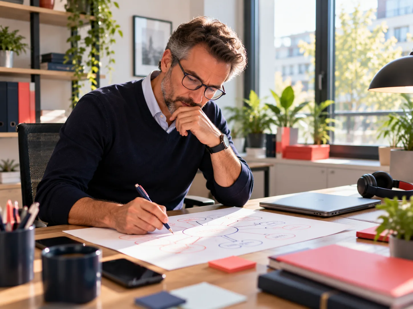 Salarié structurant ses idées avec une carte mentale lors d’une formation soft skills