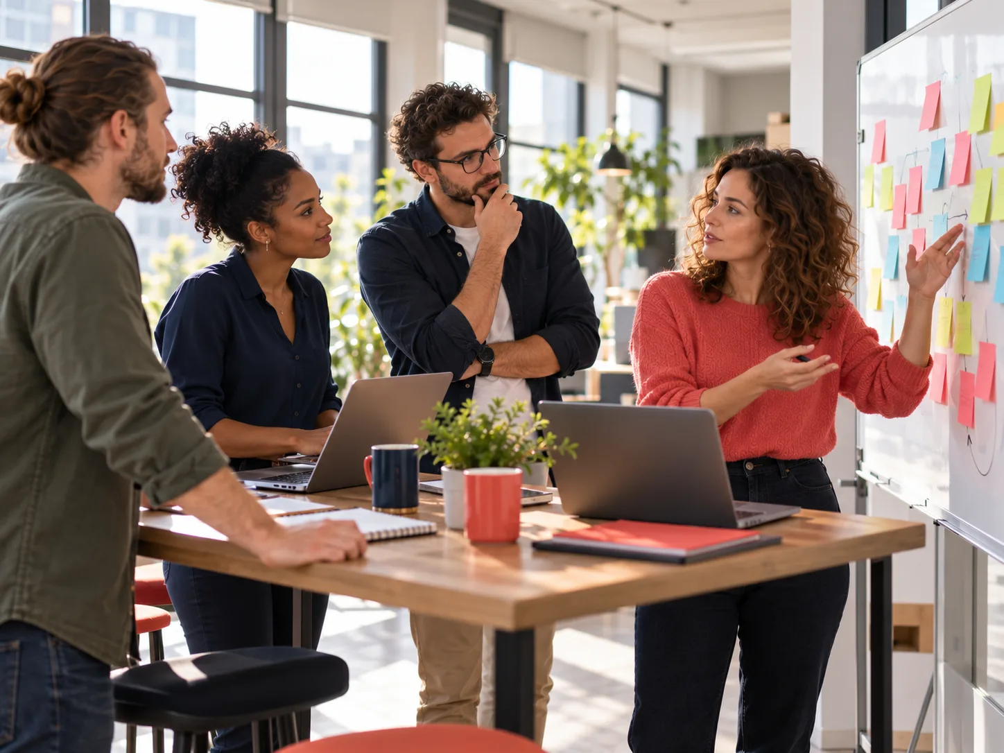 Équipe de développeurs en point d’équipe agile, illustration d’une formation développeur