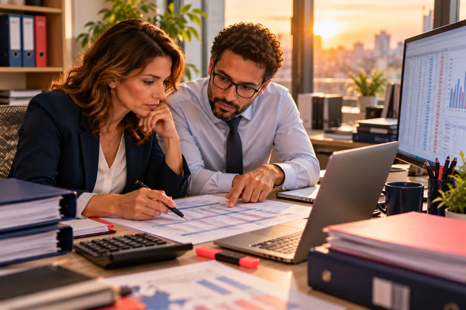 Formation résultat fiscal : une responsable comptable et un fiscaliste vérifient le tableau de passage avant la liasse