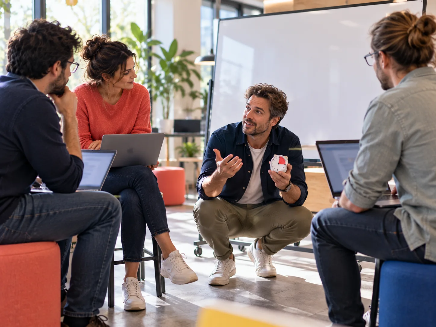 Un Scrum Master coache son équipe, aux côtés du Product Owner formé lors d’une formation Product Owner et Scrum Master
