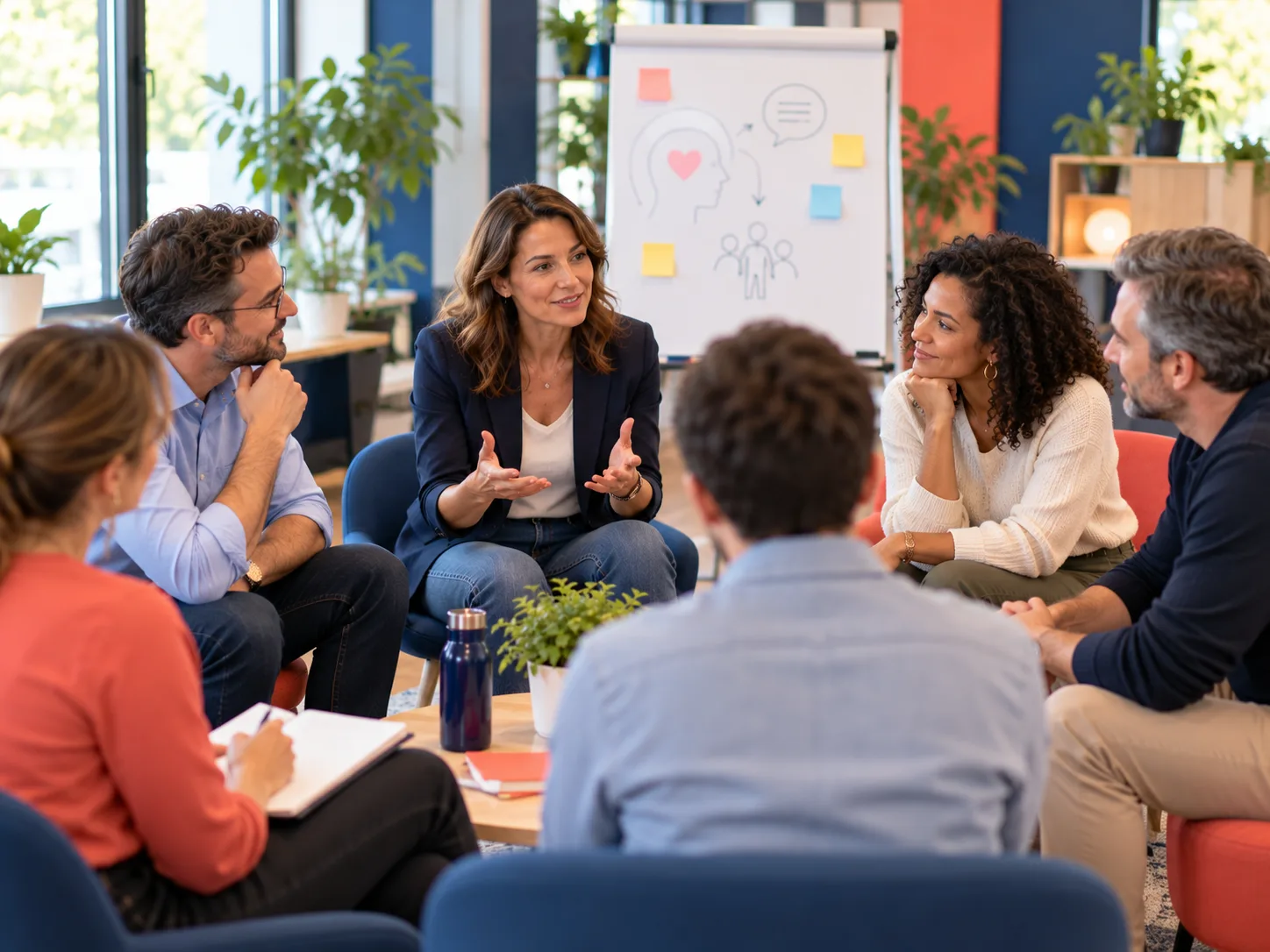 Entretien d'écoute entre une manageuse et un collaborateur, mis en pratique lors d'une formation prévention des risques psychosociaux