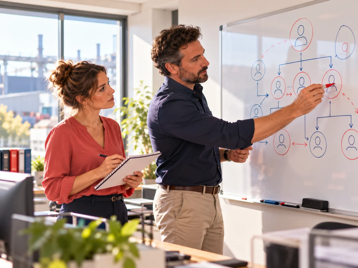 Un key account manager cartographie les décideurs d'un compte stratégique pendant une formation grands comptes