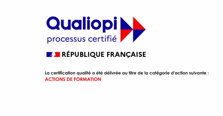 Logo Qualiopi – processus certifié – République française – catégorie : actions de formation
